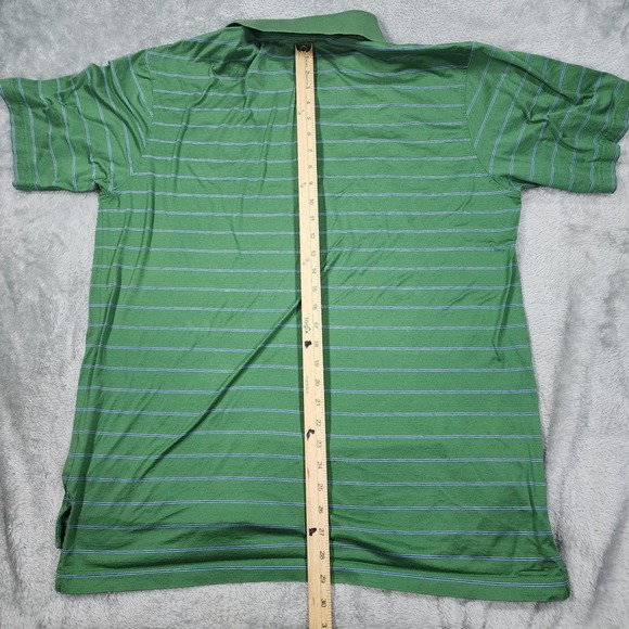 Peter Millar Polo Shirt Mens Large Green Shoal Creek Golf Striped Cotton Classic - Picture 8 of 10